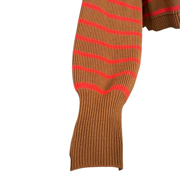 NWOT‎ FREE PEOPLE Striped Easy Street Cropped Sweater BrownOrange Women's Small - Picture 7 of 10